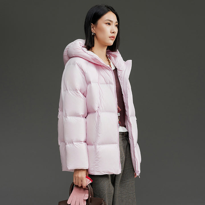 Damen Kurz geschnittene Boxy‑Steppjacke mit abnehmbarer Kapuze und Thermo‑Isolierung Drune