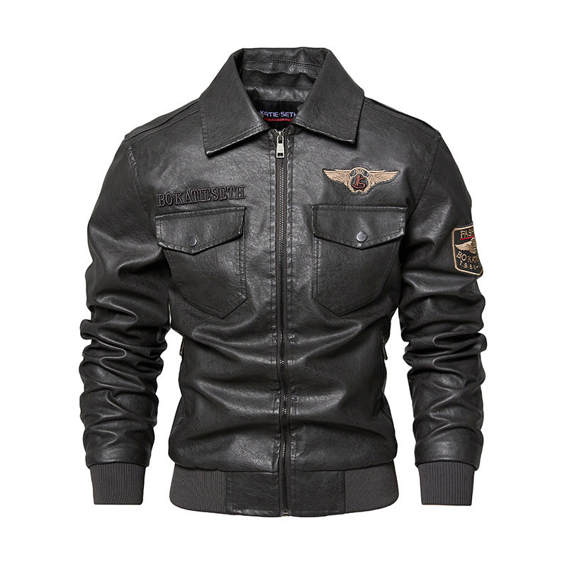 Herren Lässige Kunstlederjacke mit weichem Teddyfutter Drune