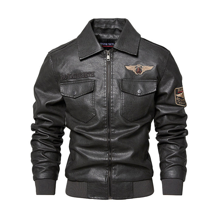 Herren Lässige Kunstlederjacke mit weichem Teddyfutter Drune
