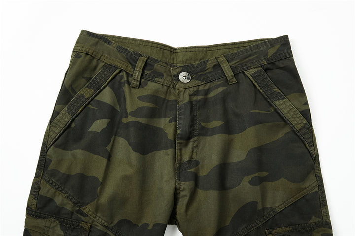 Herren Cargohose im Slim-Fit mit verstärkten Knien Multifachtaschen und Stoffgürtel Drune
