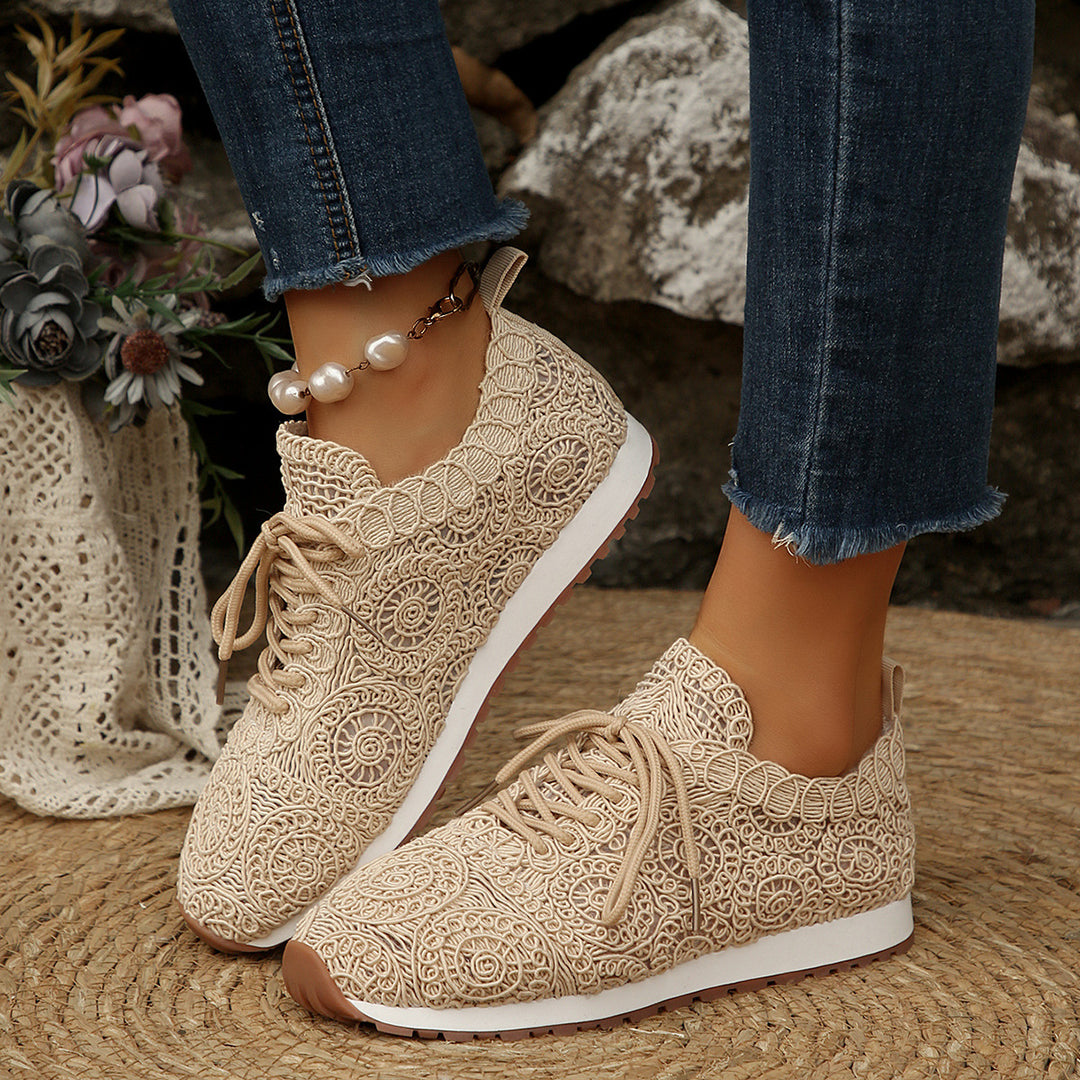 Damen  gestrickte Slip-On Plateau-Sneaker mit atmungsaktivem Obermaterial und gepolstertem Komfortfußbett Drune