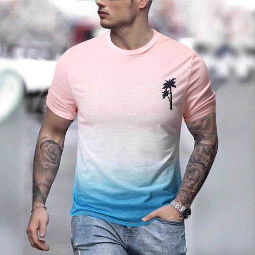 Herren T-Shirt mit modernem Farbverlauf und Palmenstickerei Drune