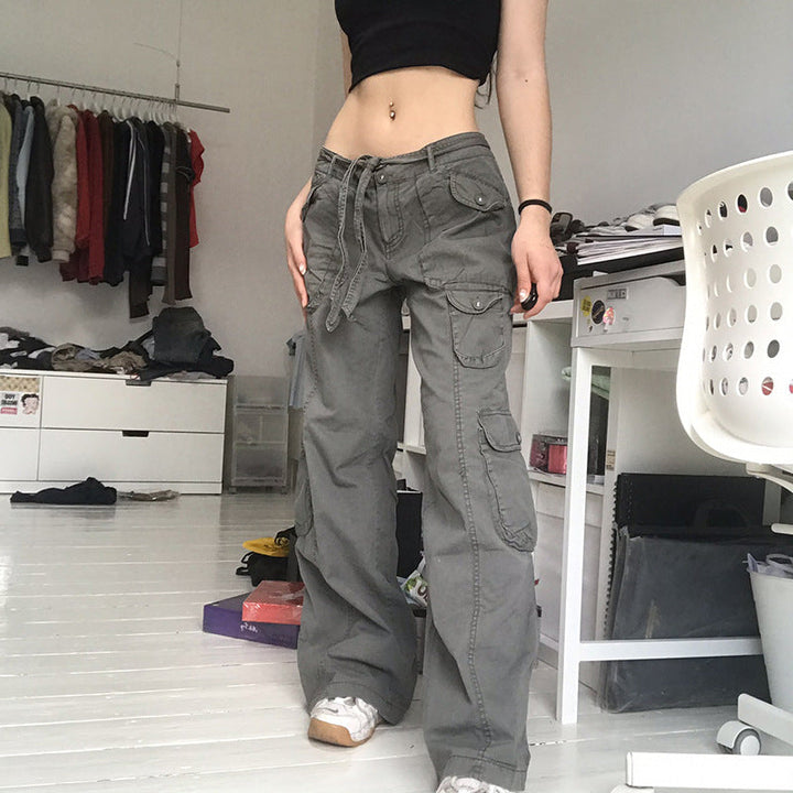Damen Cargo-Hose mit seitlichen Taschen und verstellbarem Bund Drune