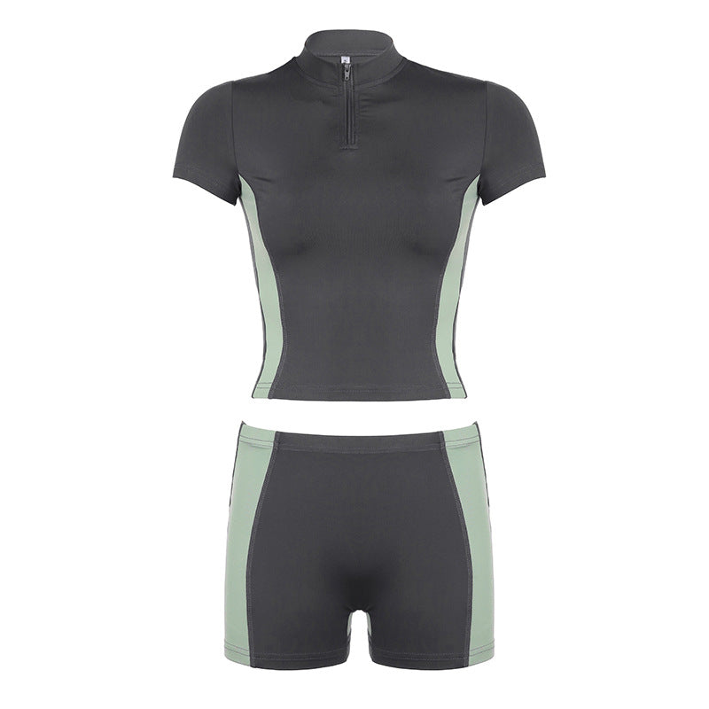 Damen sportliches Set mit kurzem Oberteil und Shorts Drune