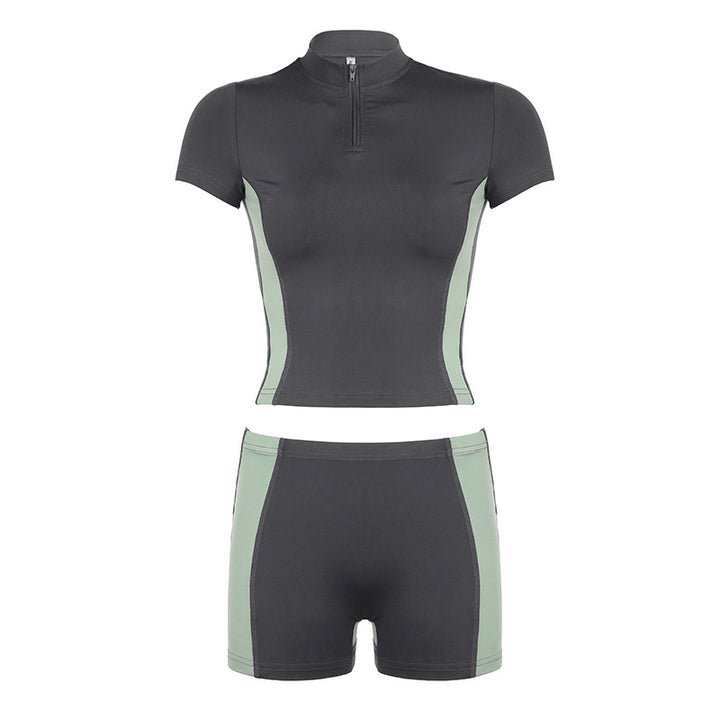 Damen sportliches Set mit kurzem Oberteil und Shorts Drune