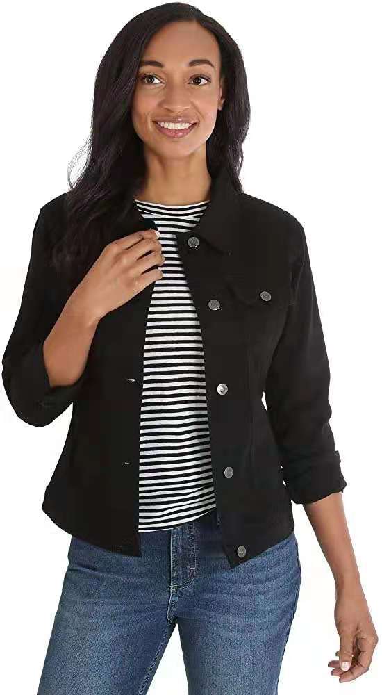 Damen klassische Denimjacke mit dekorativen Nähten Drune