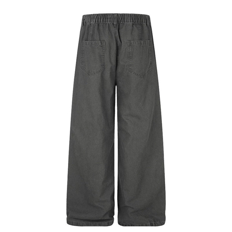 Damen Weite Canvas-Cargo-Palazzo-Hose mit elastischem Komfortbund und verstellbarem Saum Drune