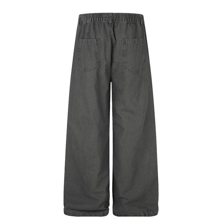 Damen Weite Canvas-Cargo-Palazzo-Hose mit elastischem Komfortbund und verstellbarem Saum Drune