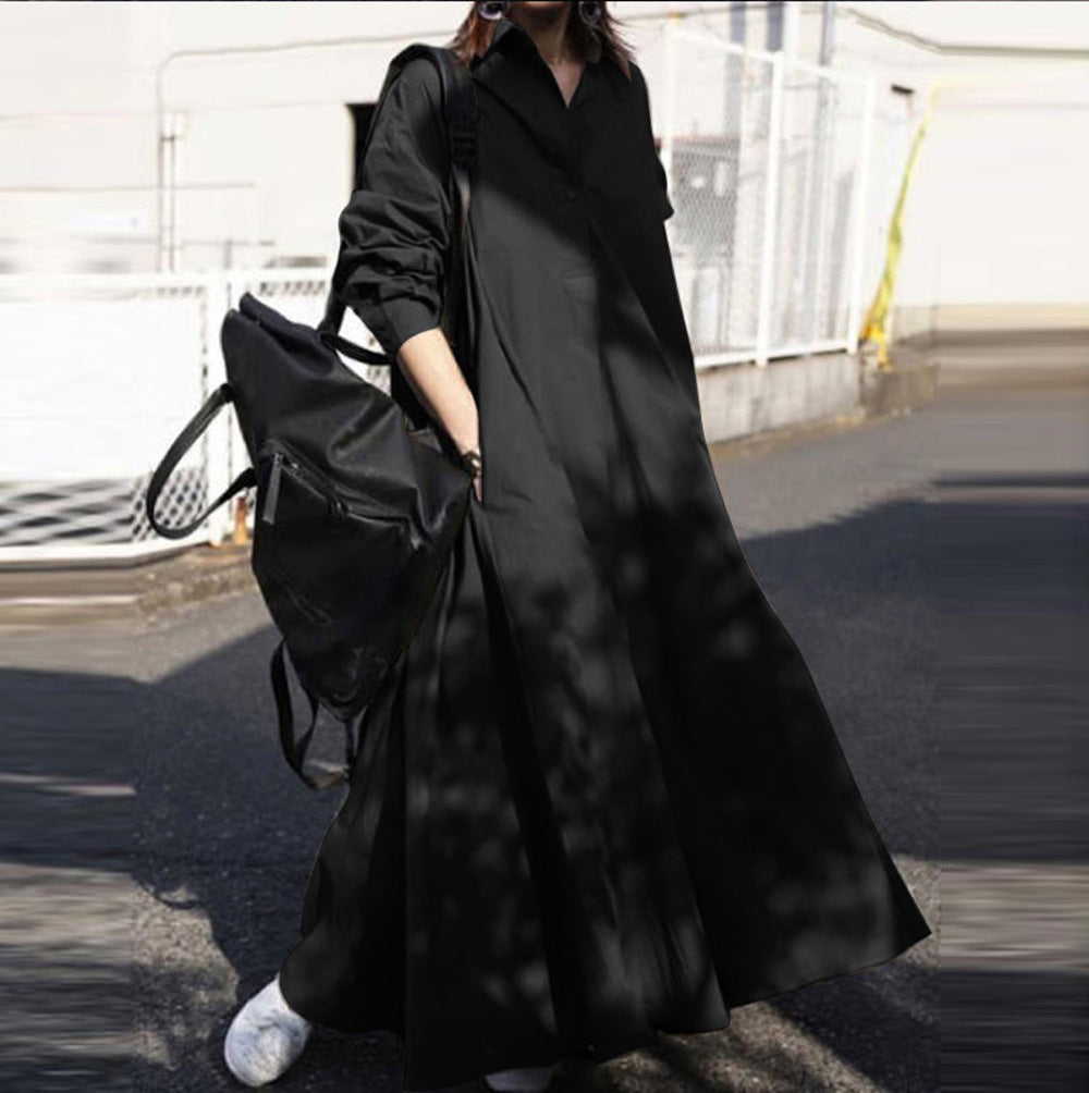 Damen Oversize-Hemdblusenkleid in A-Linie mit Hemdkragen Drune