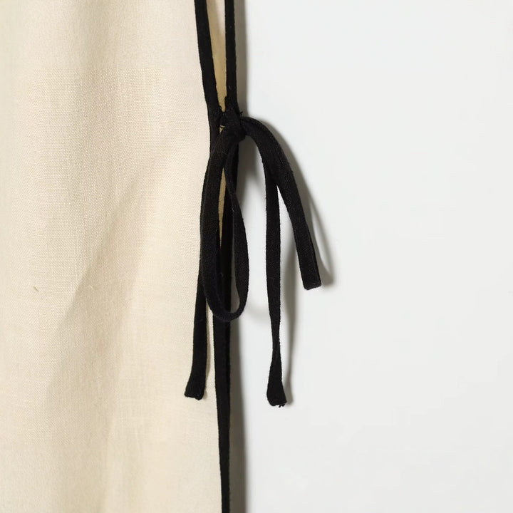 Damen Weite Leinenoptik-Hose mit hohem Elastikbund, Kontrastpaspel und Bein‑Schnürdetail Drune
