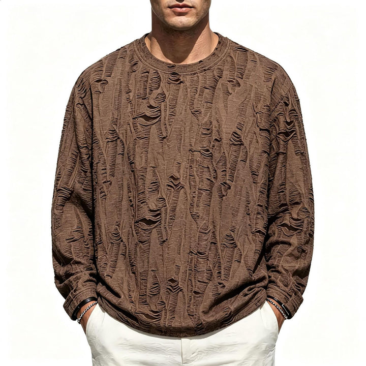 Herren Oversize-Sweatshirt mit ausgefranstem Look und strukturierter Rippoptik Drune