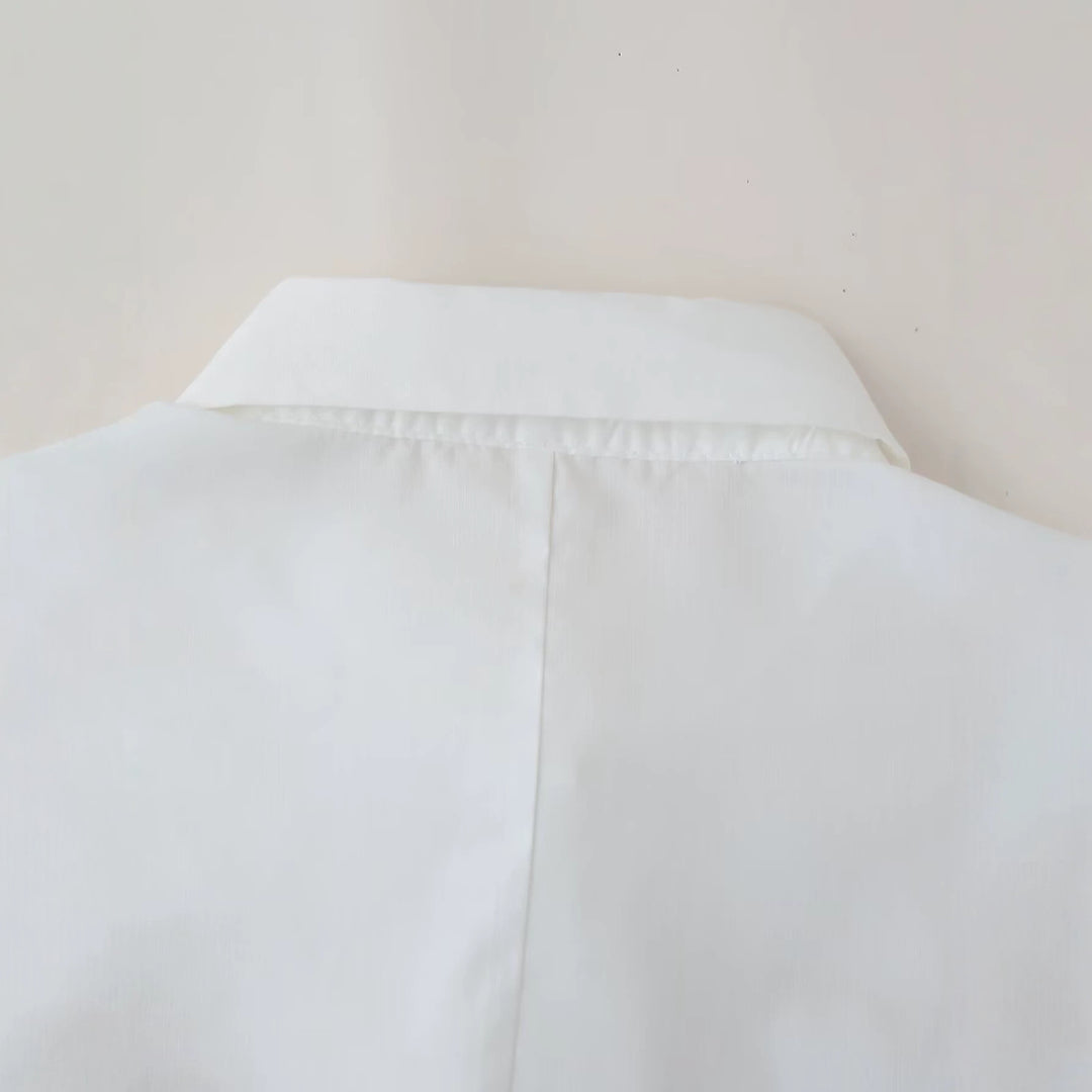 Damen Locker geschnittene Hemdbluse mit Palmen-Pailletten, Hemdkragen und Perlendetail Drune