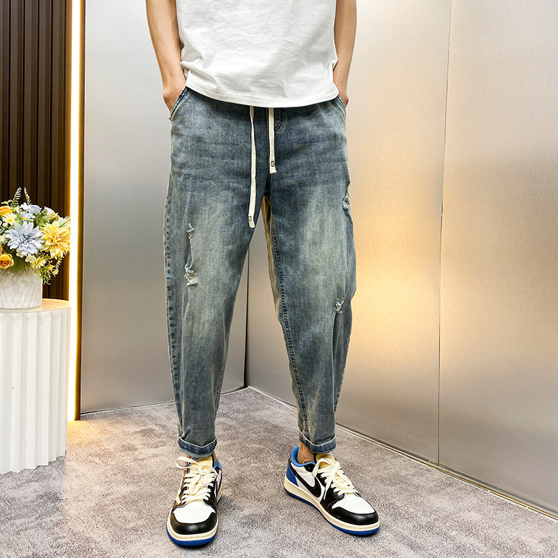 Herren Bequeme Destroyed Jeans Drune