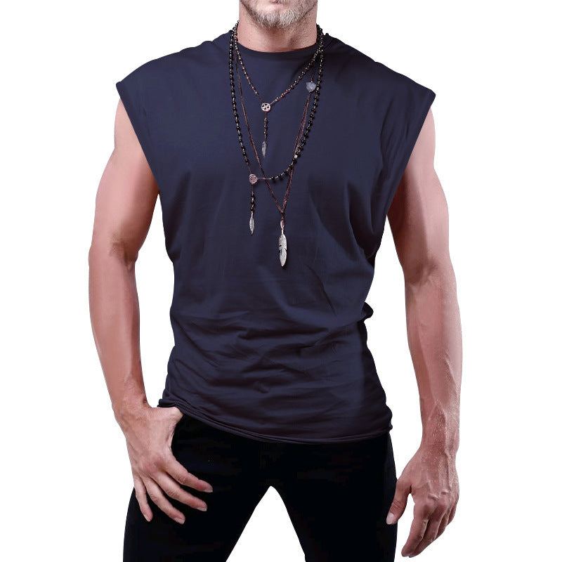 Herren nan tailliertes ärmelloses Muskelshirt aus Baumwollmix mit breiten Schulterpartien Drune