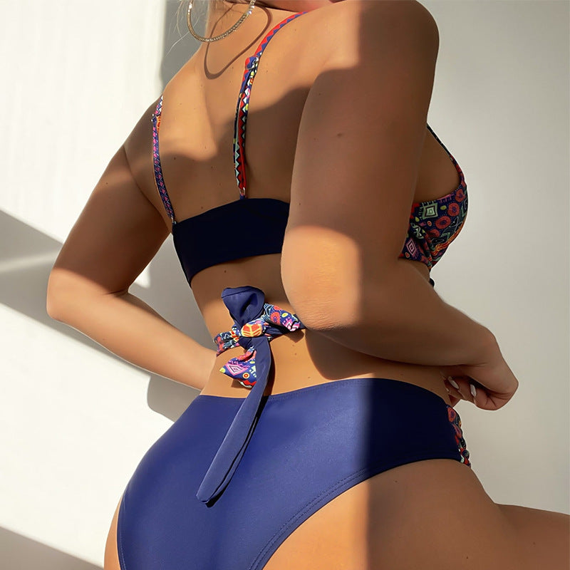 Damen Triangel-Bikini mit raffinierten geometrischen Druckdetails Drune