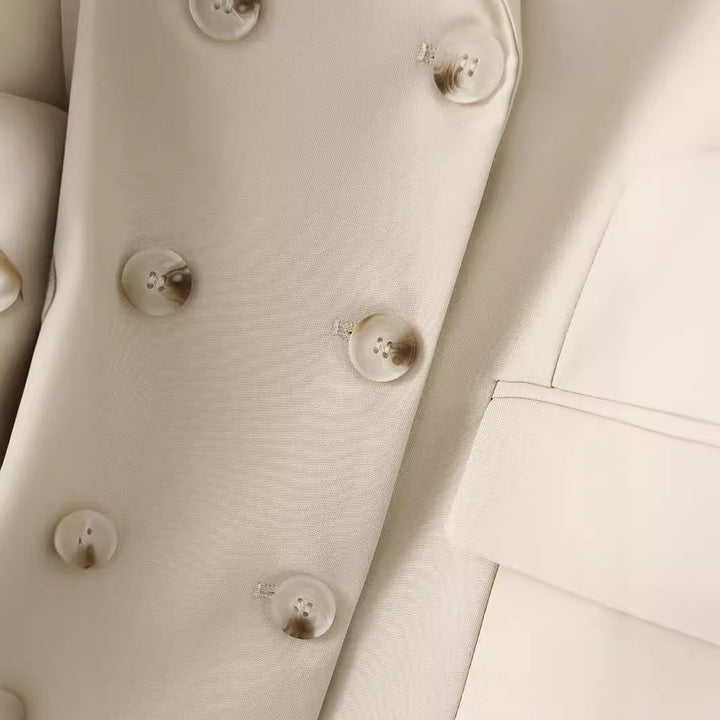 Damen nan leichter Doppelreiher-Blazer aus Strukturcrepe mit Pattentaschen und definierter Taillenform Drune