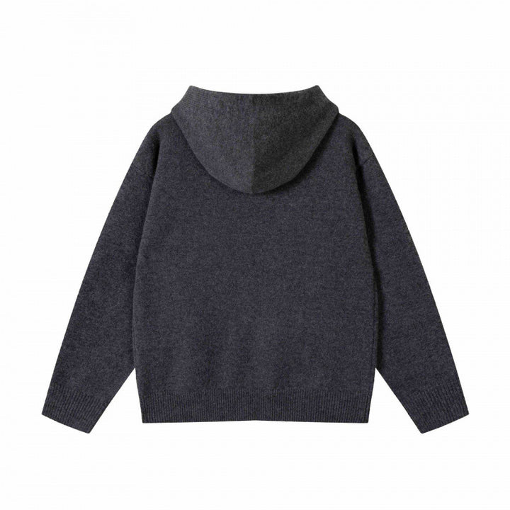 Unisex Oversize-Feinstrick-Kapuzenpullover mit Raglanärmeln und geripptem Saum Drune
