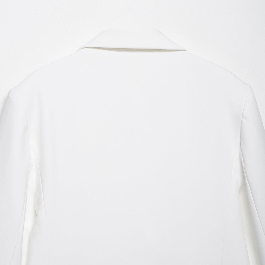 Damen Doppelreihiger Longline-Blazer mit Oversize-Schnitt und Paspeltaschen Drune
