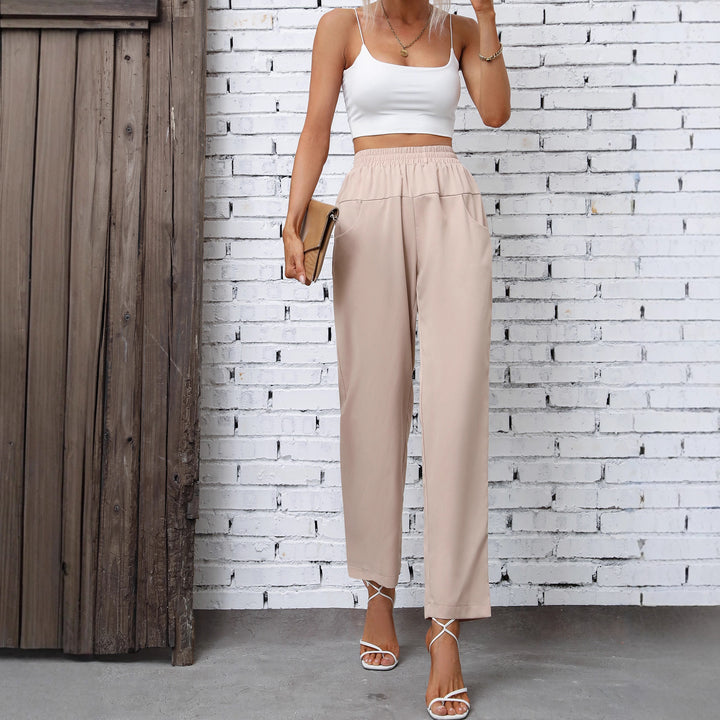 Damen luftige Freizeithose mit elastischem Bund und seitlichen Eingrifftaschen Drune