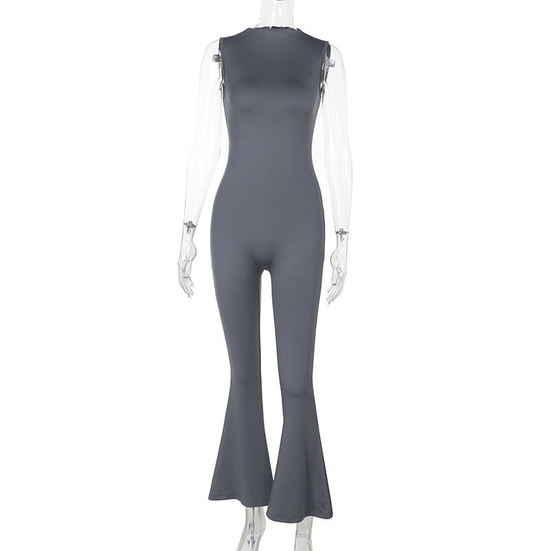 Damen Fließender Jumpsuit mit ausgestellt Bein Drune