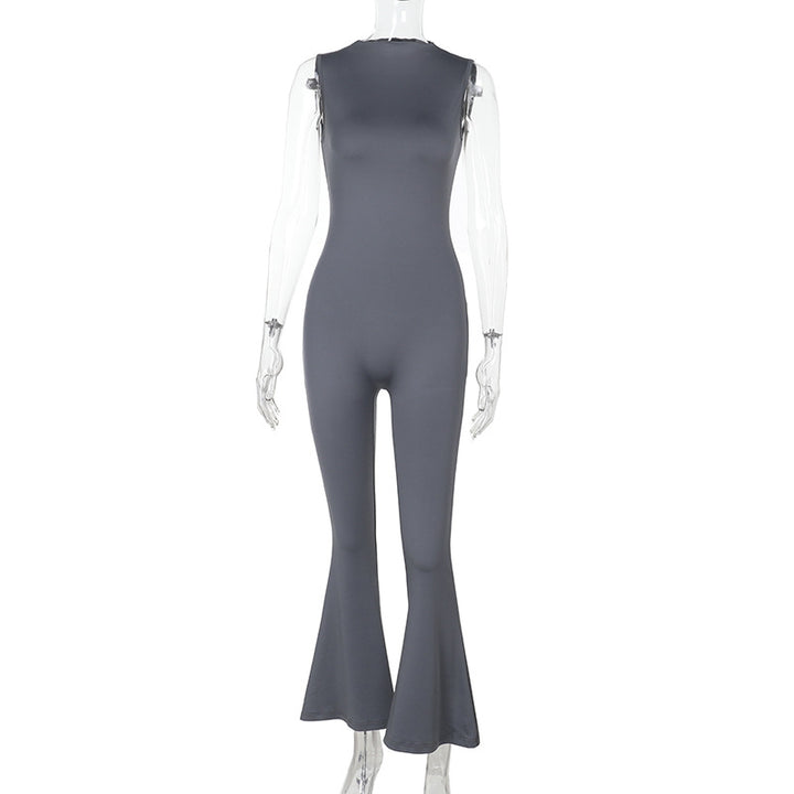 Damen Fließender Jumpsuit mit ausgestellt Bein Drune