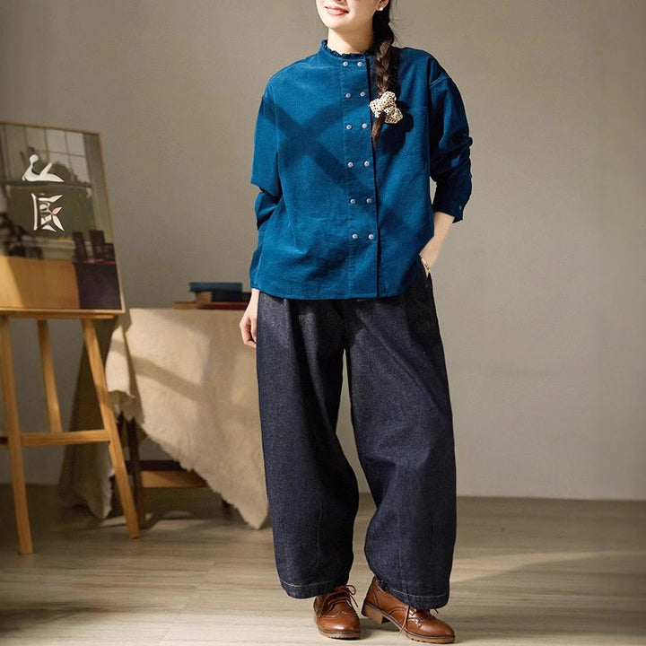 Damen Lässige Bluse mit Rüschensaum Drune
