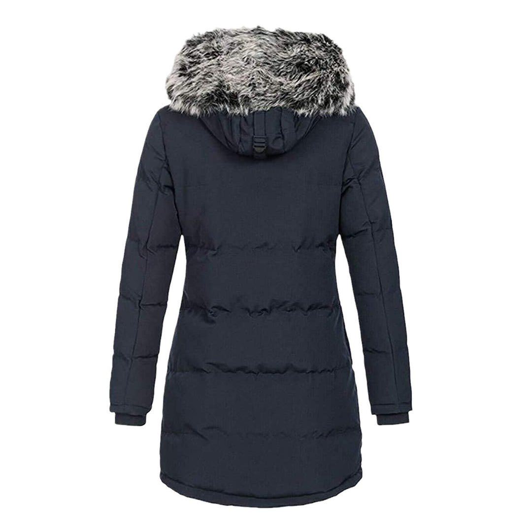 Damen Thermo-Parka mit taillierter Silhouette, Knopfleiste & abnehmbarer Kunstfellkapuze Drune