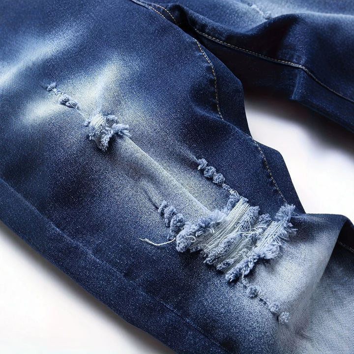 Herren Slim Fit Destroyed Jeans Drune