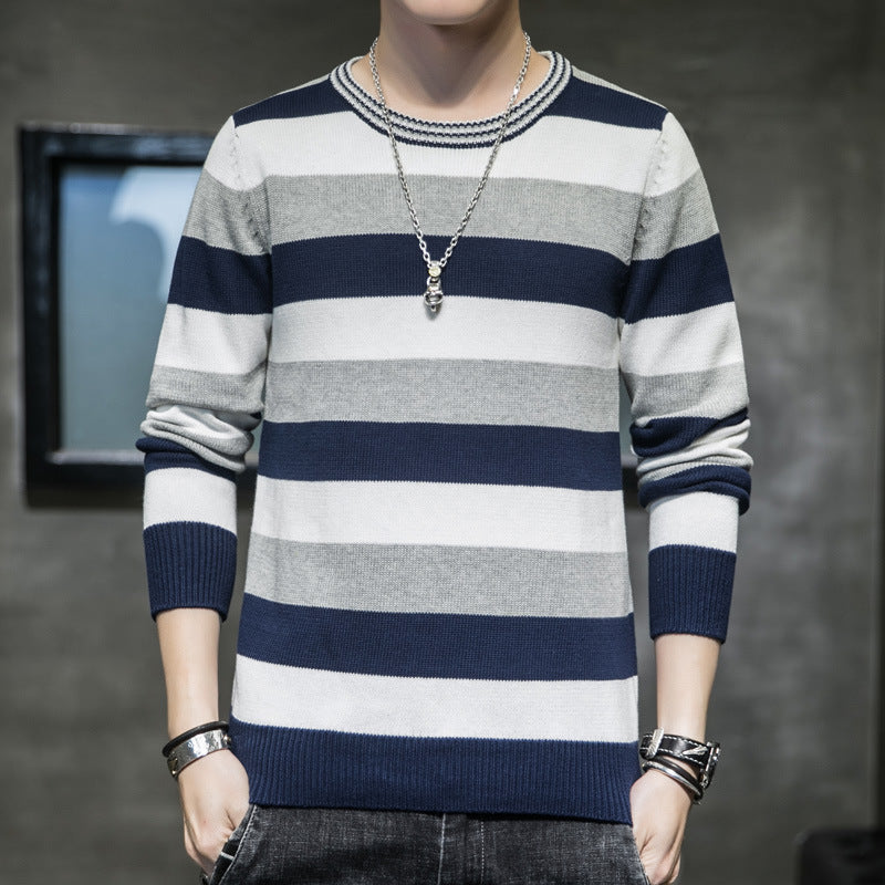 Herren gestreifter Pullover aus weichem Baumwollmix Drune