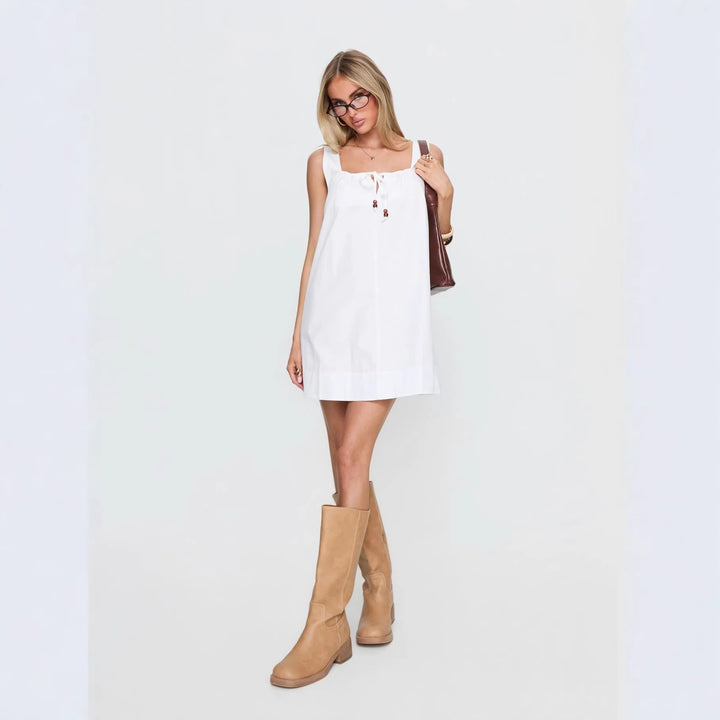 Damen lässiges Sommerkleid mit verstellbarem Schnürdesign und luftiger Silhouette Drune