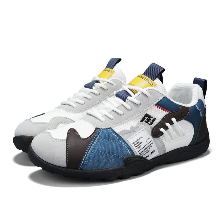 Herren sportiver Retro-Mesh-Ledermix Sneaker mit verstärkter Zehenkappe und griffiger Trailsohle Drune