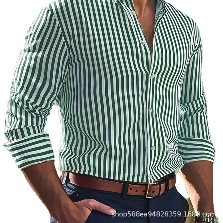 Herren Elegantes Langarm Hemd mit feinem Streifenmuster Drune