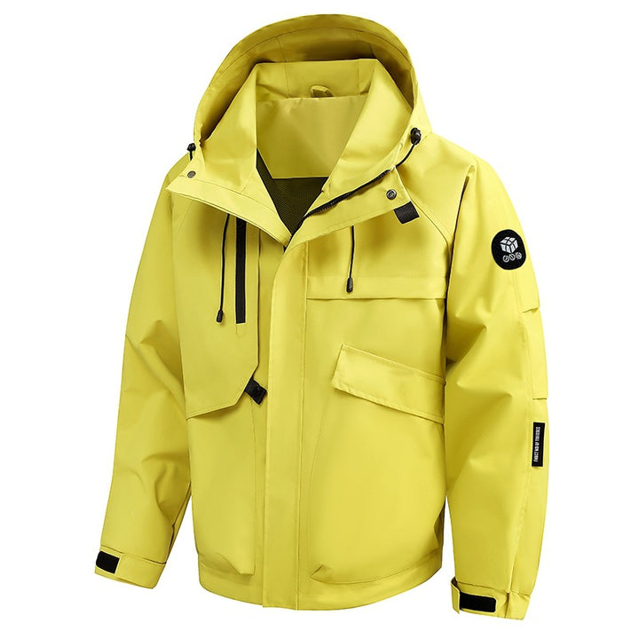 Herren Wasserabweisende Utility-Outdoorjacke mit Kapuze, Mehrfachtaschen & verstellbaren Manschetten Drune