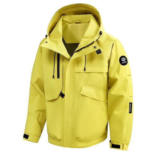 Herren Wasserabweisende Utility-Outdoorjacke mit Kapuze, Mehrfachtaschen & verstellbaren Manschetten Drune