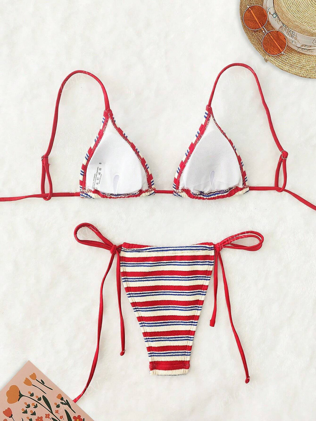 Damen Triangel-Bikini mit buntem Streifenmuster Drune