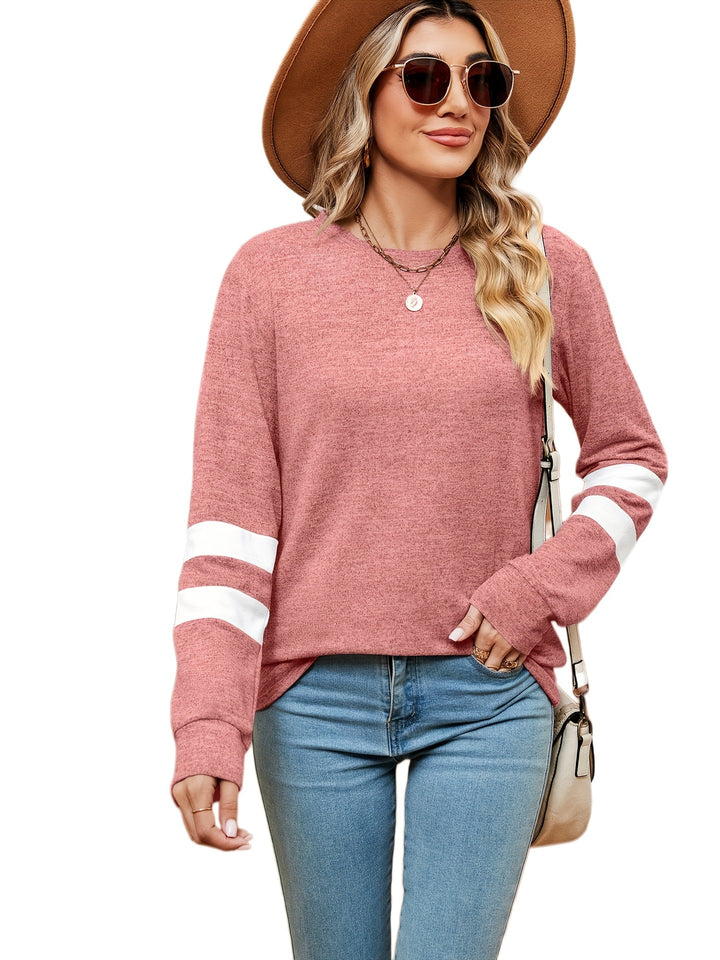 Damen sportliches Sweatshirt mit dekorativen Streifendetails Drune