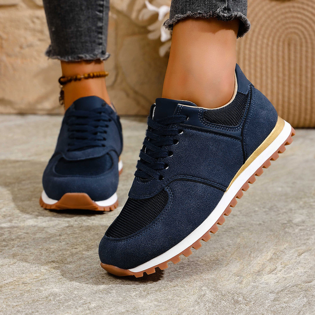 Damen leichte Retro-Lauf- und Freizeitsneaker mit gepolstertem Komfortfußbett und griffiger Profilsohle Drune