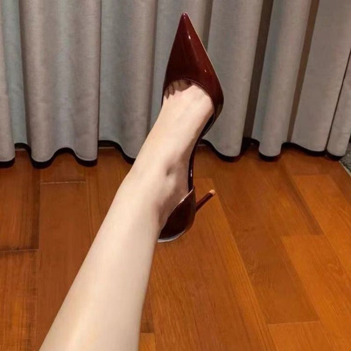 Damen Spitz zulaufende Lackpumps mit offener Ferse und gepolsterter Innensohle Drune