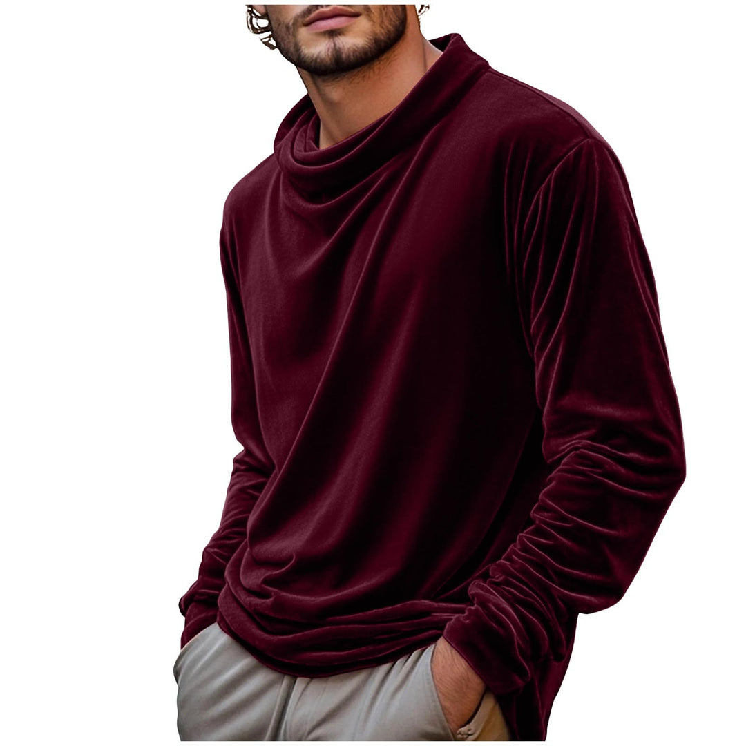 Herren Samt-Langarmshirt mit Schalkragen Drune