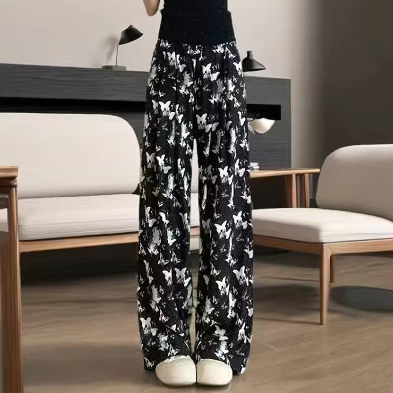 Damen Bequeme Sommerhose mit Schmetterlingsmuster Drune