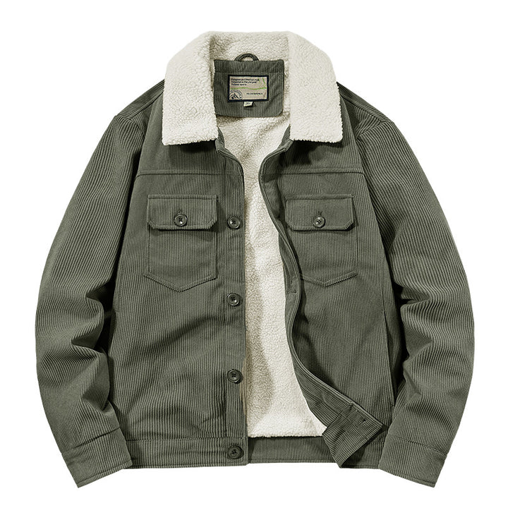Herren Gemusterte Cordjacke mit Teddyfutter Drune