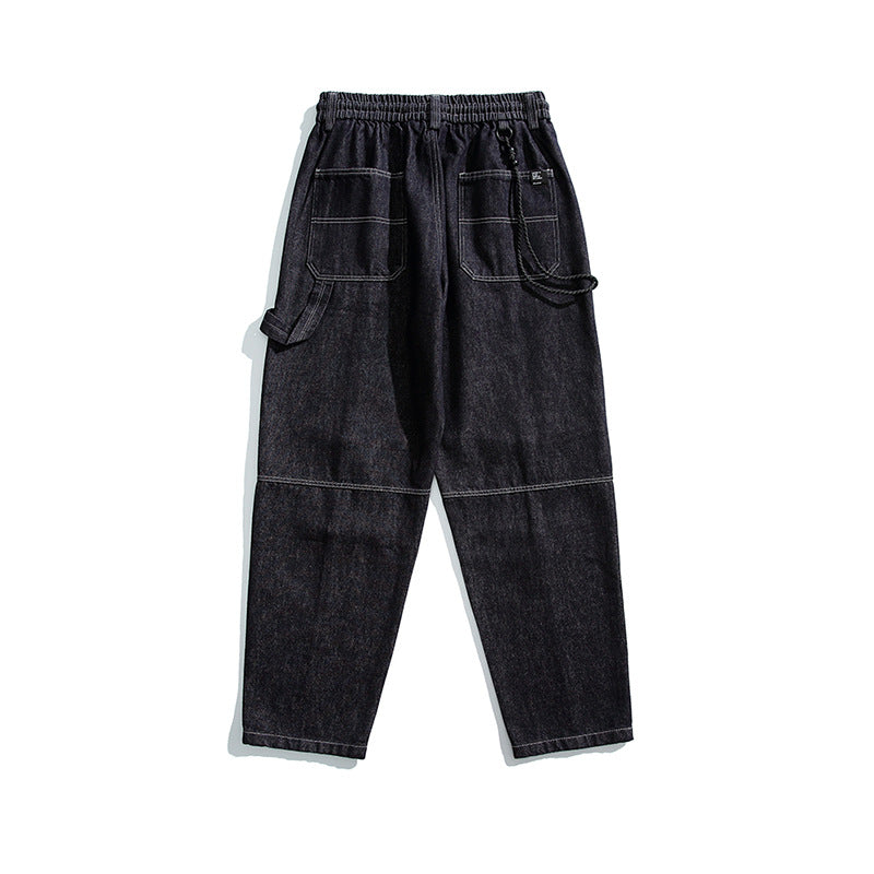 Herren Relaxed Denim-Cargohose mit elastischem Bund und verstärkten Kniepaneelen Drune