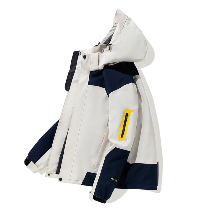 Herren Wasserdichte Softshell-Outdoorjacke mit Kapuze, Ärmel-Reißverschlusstasche und winddichter Membran Drune