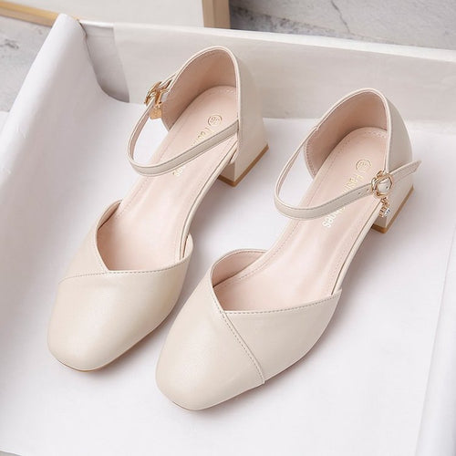 Damen elegante Slingback-Pumps mit modischem Riemen und komfortablem Blockabsatz Drune