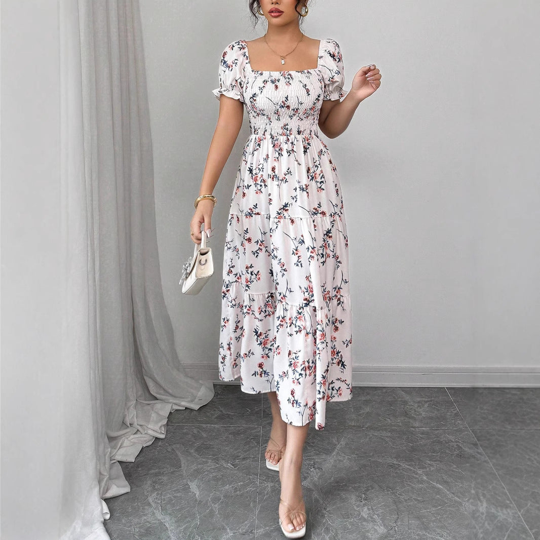 Damen Maxi Kleid mit floralem Rüschendesign Drune