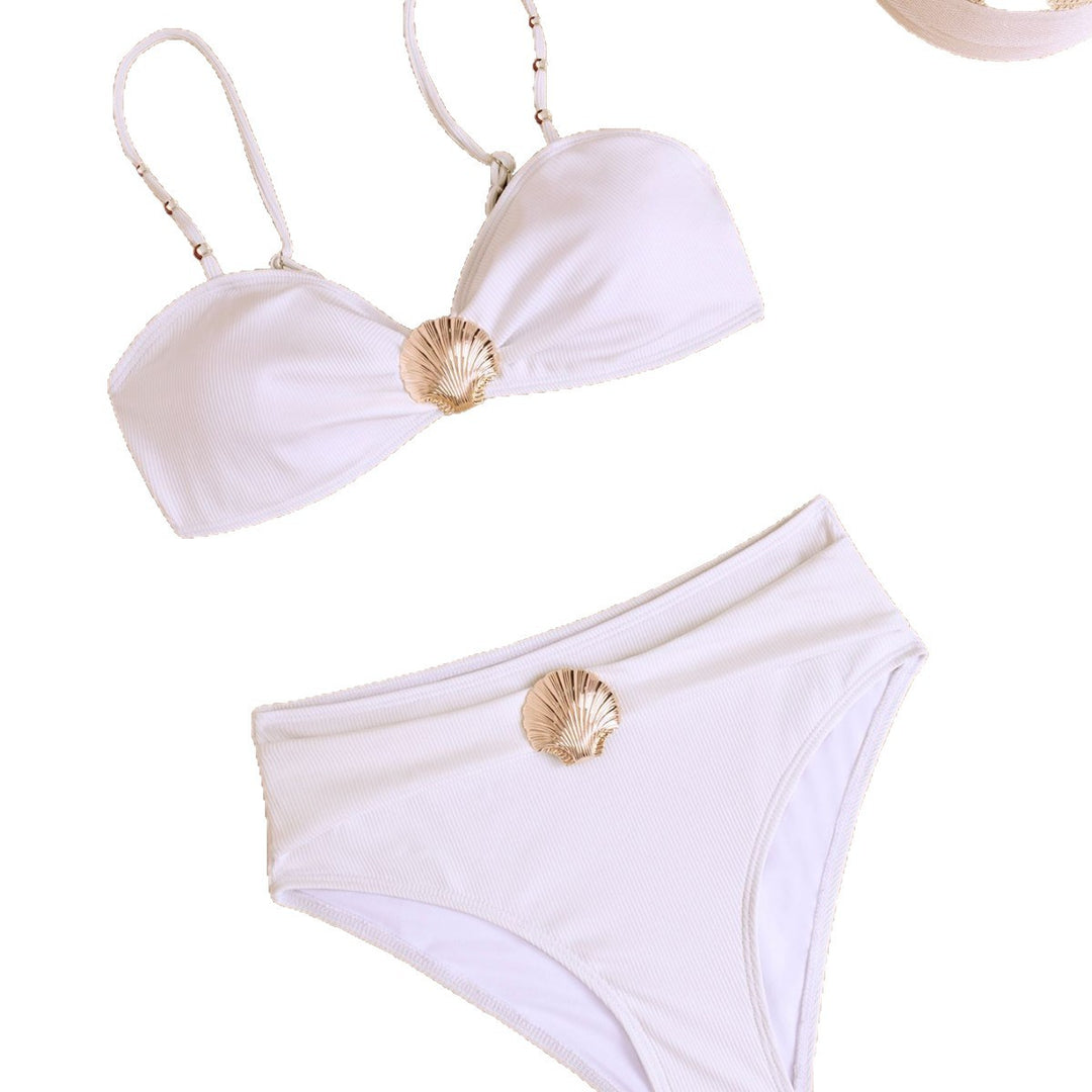 Damen Hochgeschnittener Bikini mit glamourösen Muschel-Details Drune