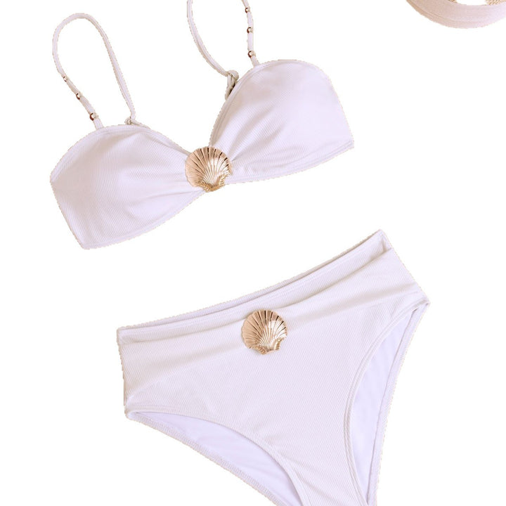 Damen Hochgeschnittener Bikini mit glamourösen Muschel-Details Drune