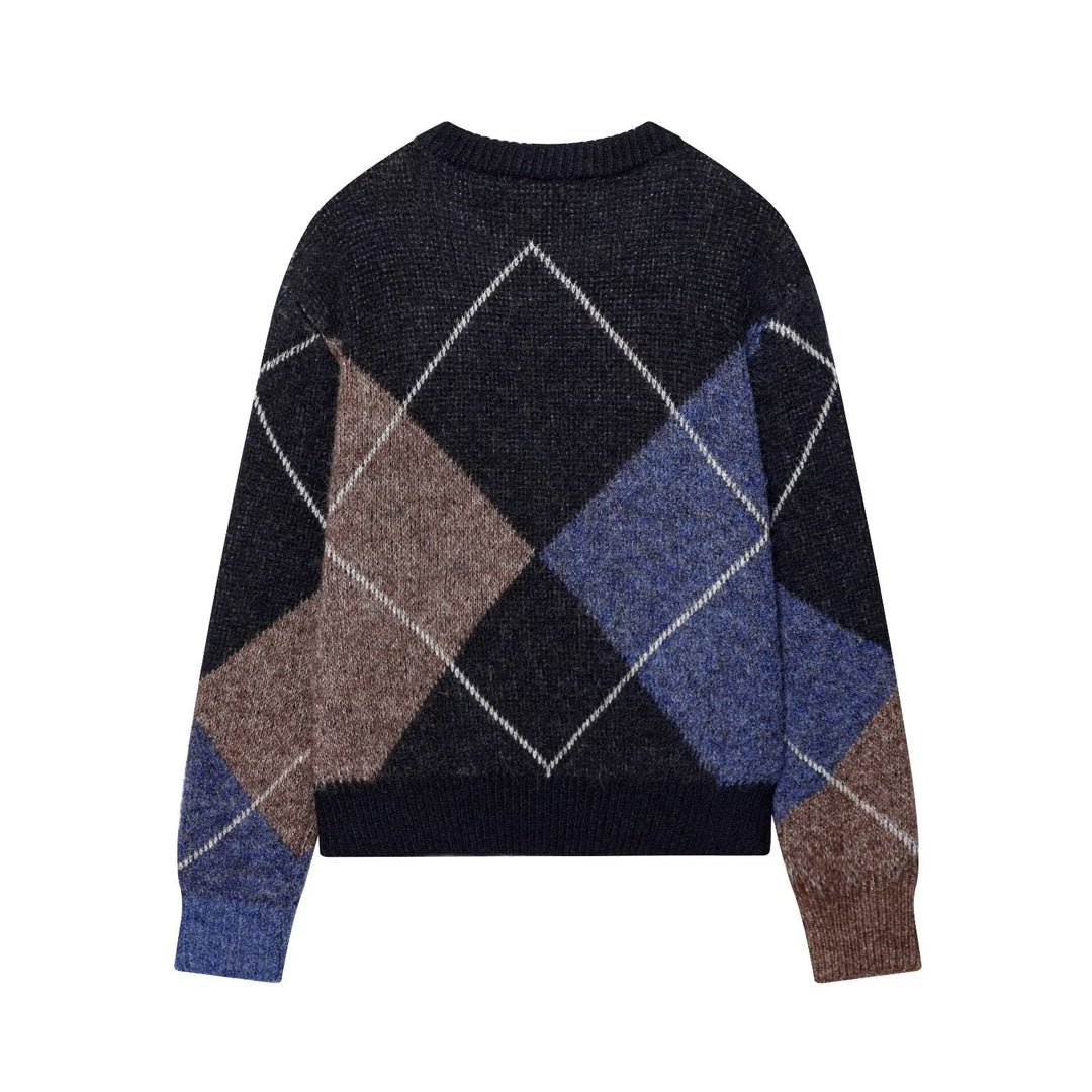 Damen Argyle‑Strickpullover mit kastigem Cropped‑Schnitt Drune