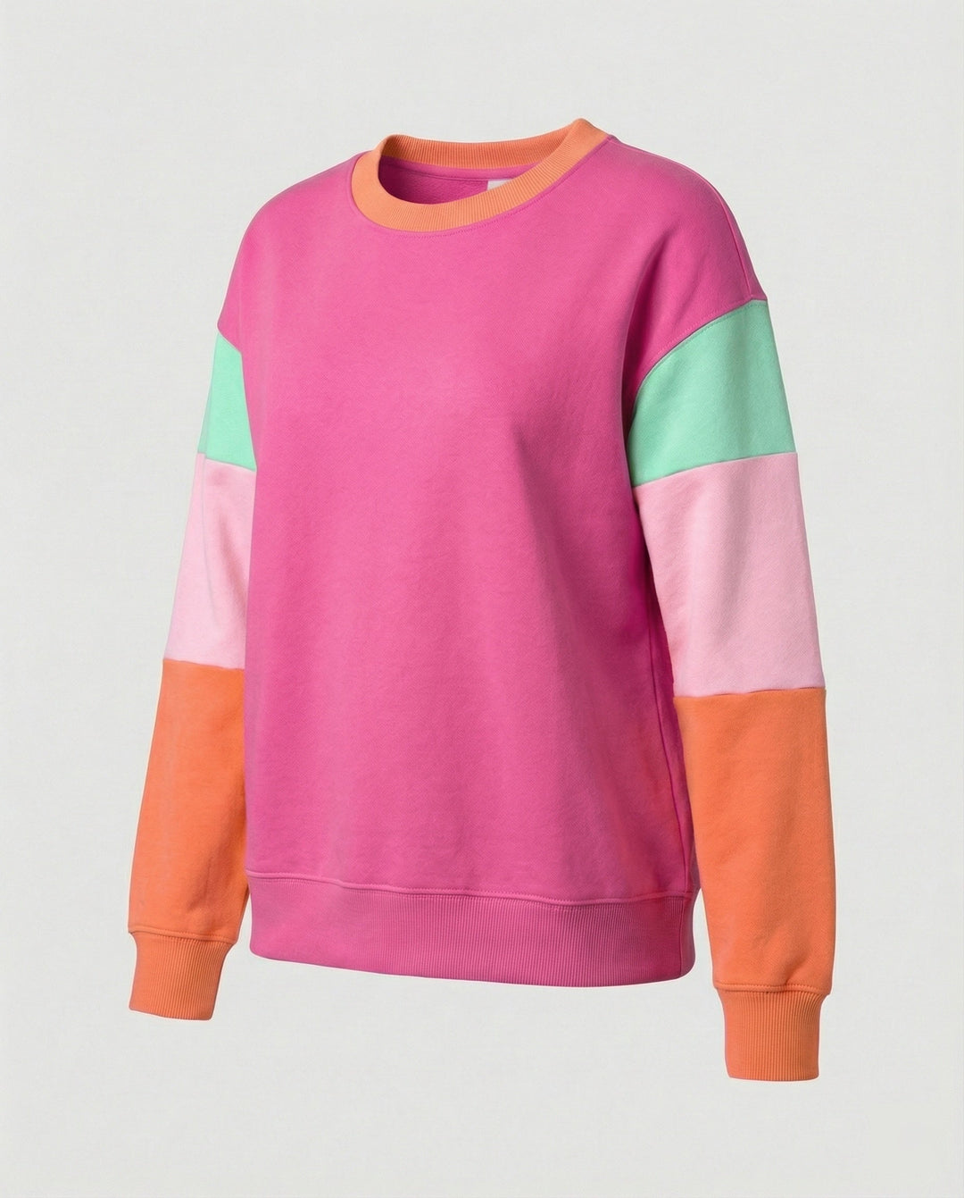 Damen lässiger Sweatshirt mit kontrastierenden Ärmeln Drune