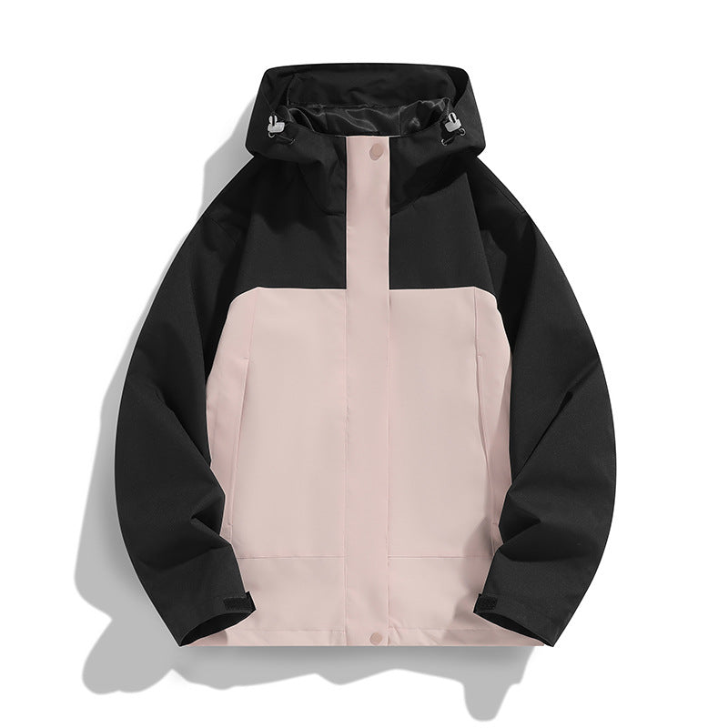 Herren Zweifarbige Softshell-Fieldjacke mit Kapuze, winddichtem Obermaterial und minimalistischen Eingriffstaschen Drune